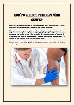 How to Select the Best Vein Center