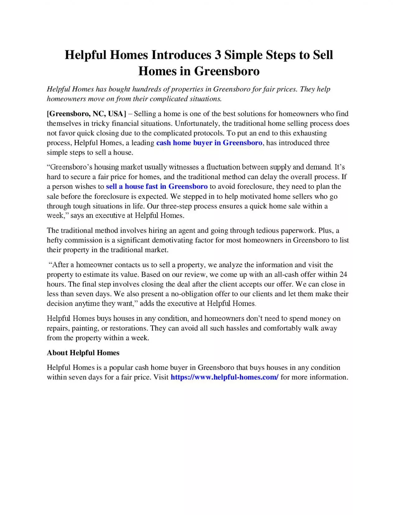 PDF-Helpful Homes Introduces 3 Simple Steps to Sell Homes in Greensboro