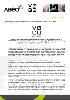 Technological and commercial alliance between ABEO and VOGO