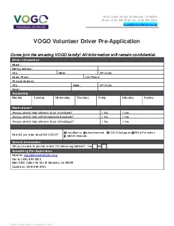 VOGO Volunteer Driver Application