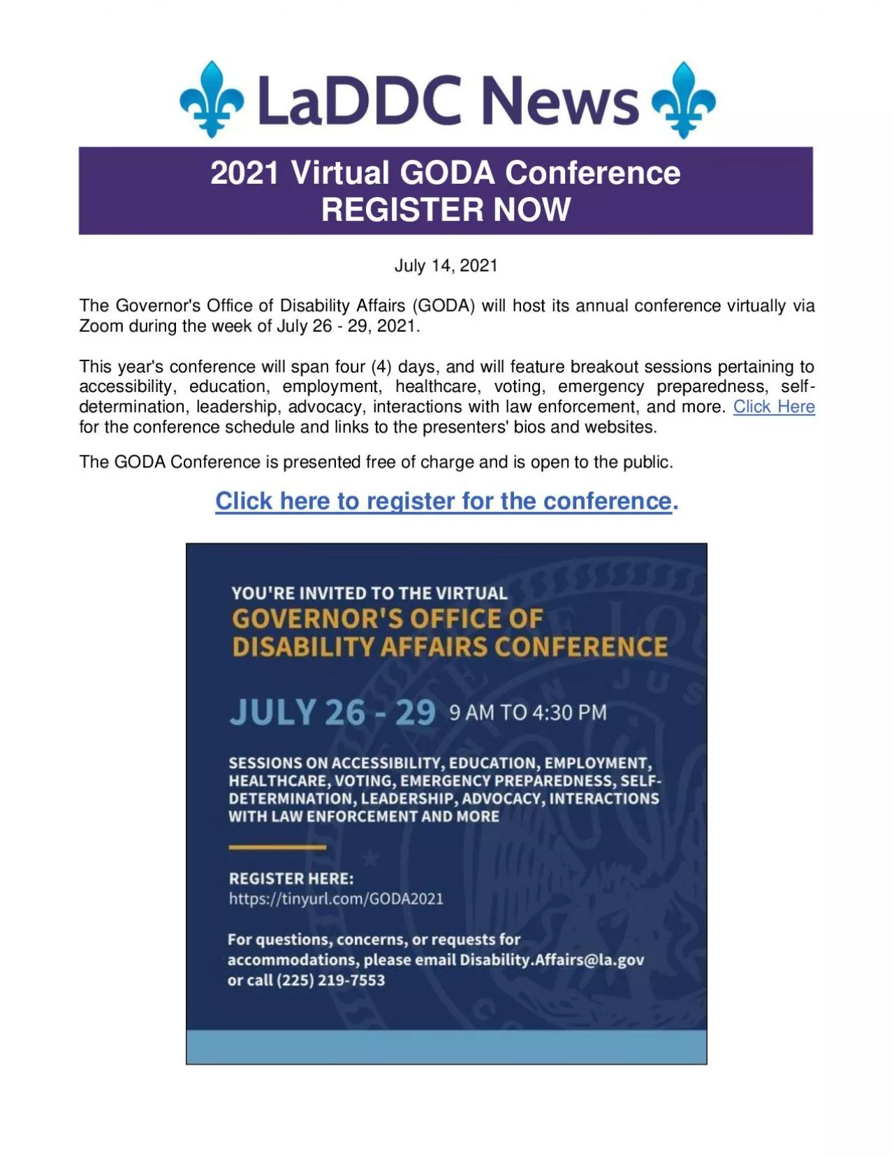 PDF-The Governors Office of Disability Affairs GODA will host its annual c