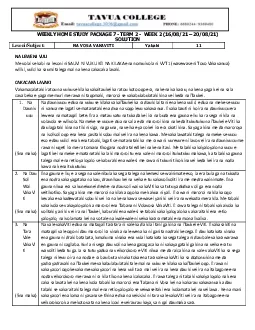 WEEKLY HOME STUDY PACKAGE