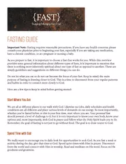 FASTING GUIDE Important Note Fasting requires reasonab