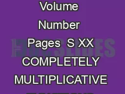 TRANSACTIONS OF THE AMERICAN MATHEMATICAL SOCIETY Volume  Number  Pages  S XX COMPLETELY