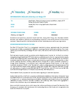 INFORMATION CIRCULAR ZEGA Buy and Hedge ETF