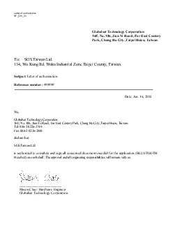 Letter of authorization RF50003 Park Chung Ho City Taipei Hsien Taiwan