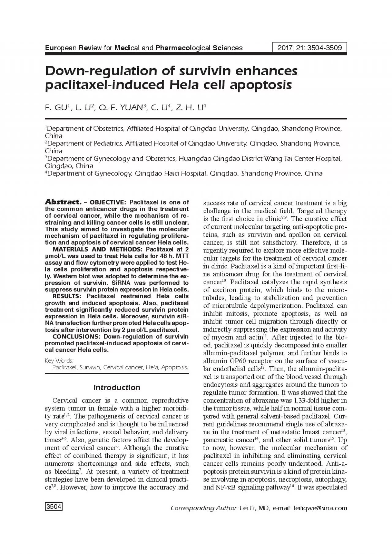 PDF-success rate of cervical cancer treatment is a big challenge in the me