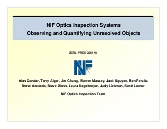 NIF Optics Inspection SystemsObserving and Quantifying Unresolved Obje