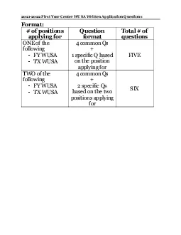 2022 First Year Center WUSA Written Application Questions