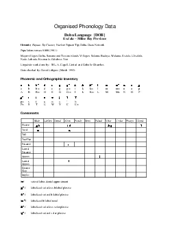 Organised Phonology Data