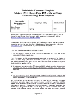 Page 1 of 3 Stakeholder Comments Template Subject GMC Charge Code 4537