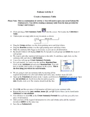 Fathom Activity  Create a Summary Table Please Note Th
