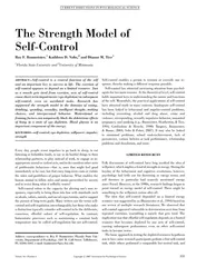 The Strength Model of Self Control