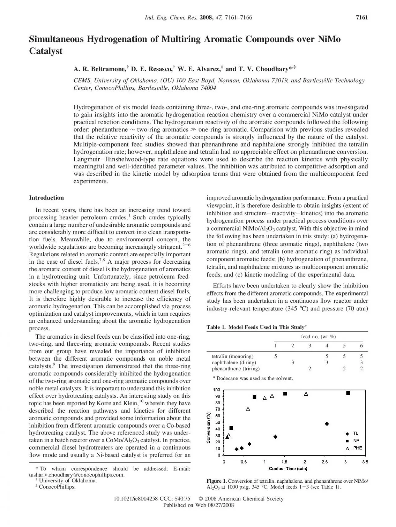 PDF-SimultaneousHydrogenationofMultiringAromaticCompoundsoverNiMoARBeltram