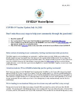 x0000x0000  July 16 2021COVID19 Vaccine Update