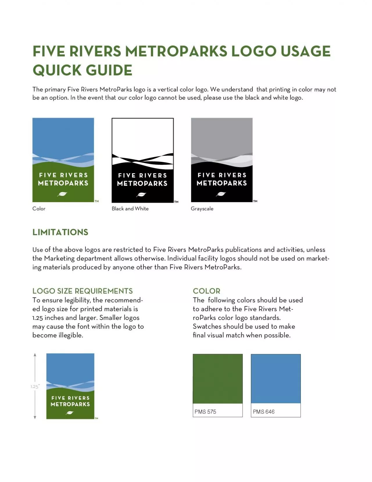 PDF-FIVE RIVERS METROPARKS LOGO USAGE QUICK GUIDEThe primary Five Rivers M