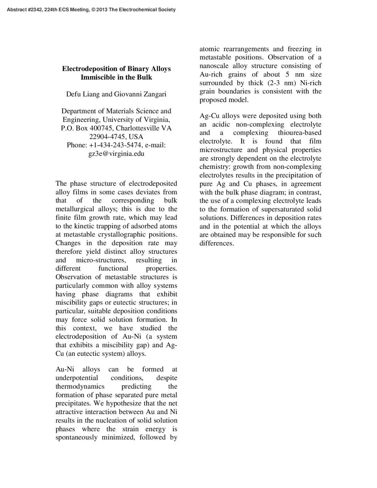 PDF-Electrodeposition of Binary Alloys Immiscible in the Bulk Defu Liang a