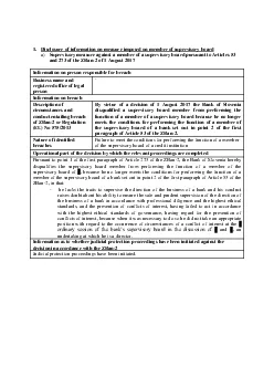 Disclosure of information on measure imposed on