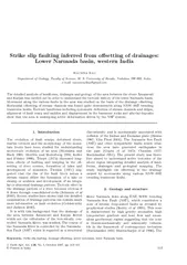 Strike slip faulting inferred from osetting of drainag
