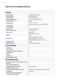 Garmin Venu Sq Specifications