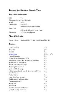 Product Specifications Garmin VenuPhysical  Performance