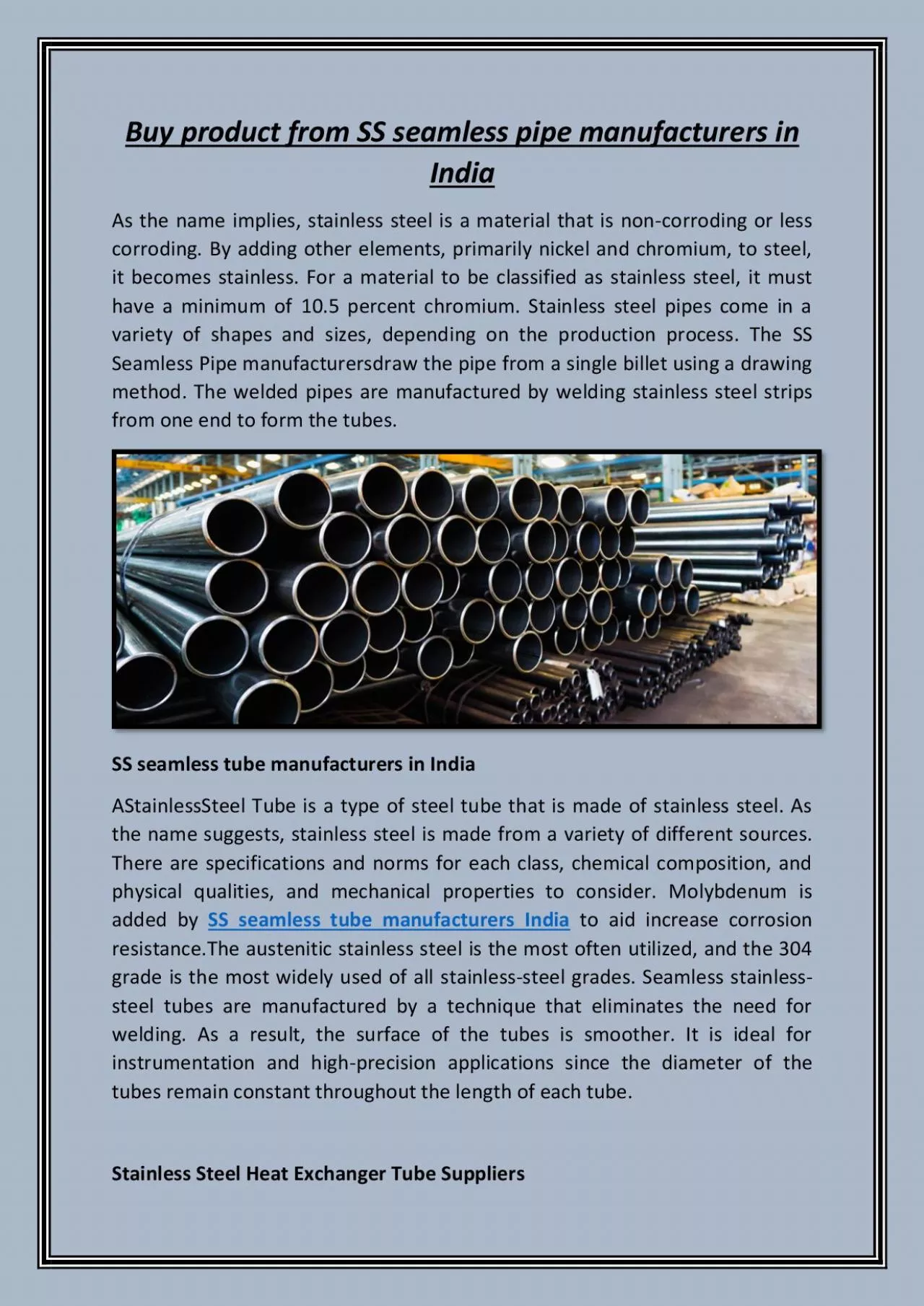 PDF-Buy product from SS seamless pipe manufacturers in India