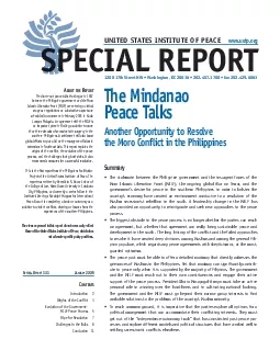 THE MINDANAO PEACE TALKS ANOTHER OPPORTUNITY TO RESOLVE THE MORO CONFL