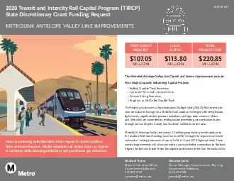CAPITAL PROJECTS ARETIED TO NEW SERVICE ONTHE ANTELOPE VALLEY LINEIn 2
