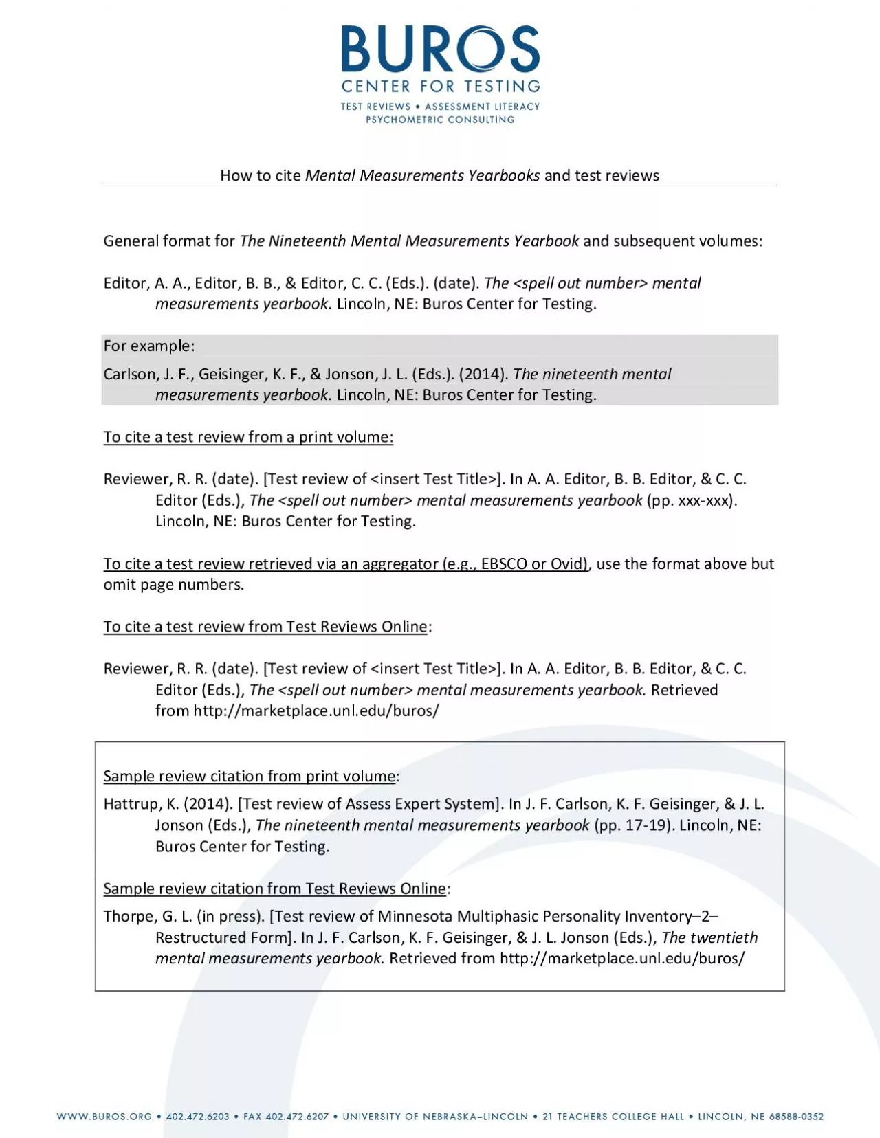 PDF-How to cite Mental Measurements Yearbookand test eviews