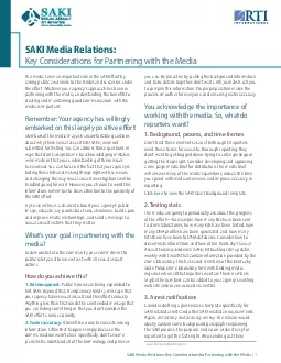 SAKI Media Relations Key Considerations for Partnering with the Media