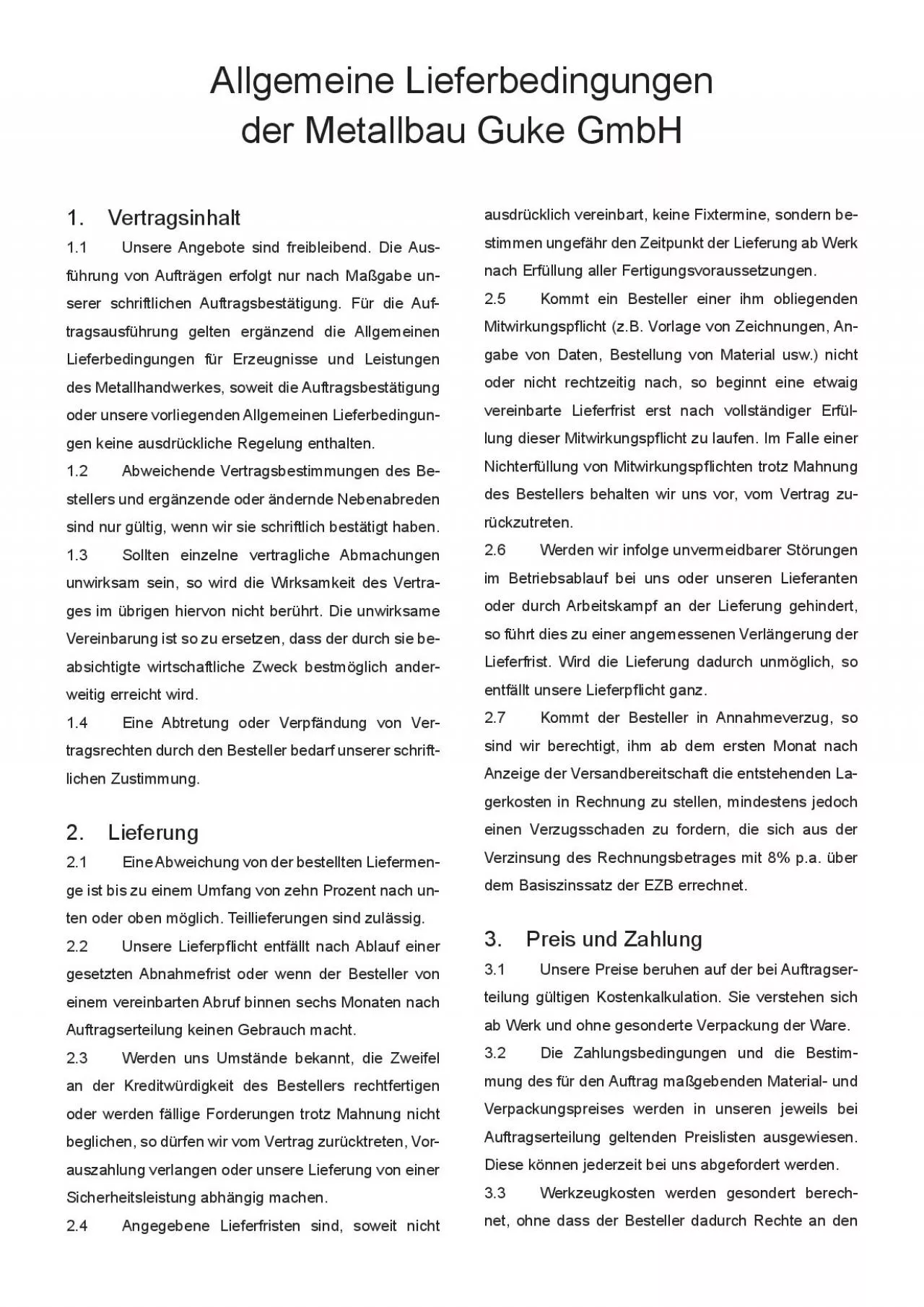 PDF-1 VertragsinhaltUnsere Angebote sind freibleibend Die Ausfhrung von