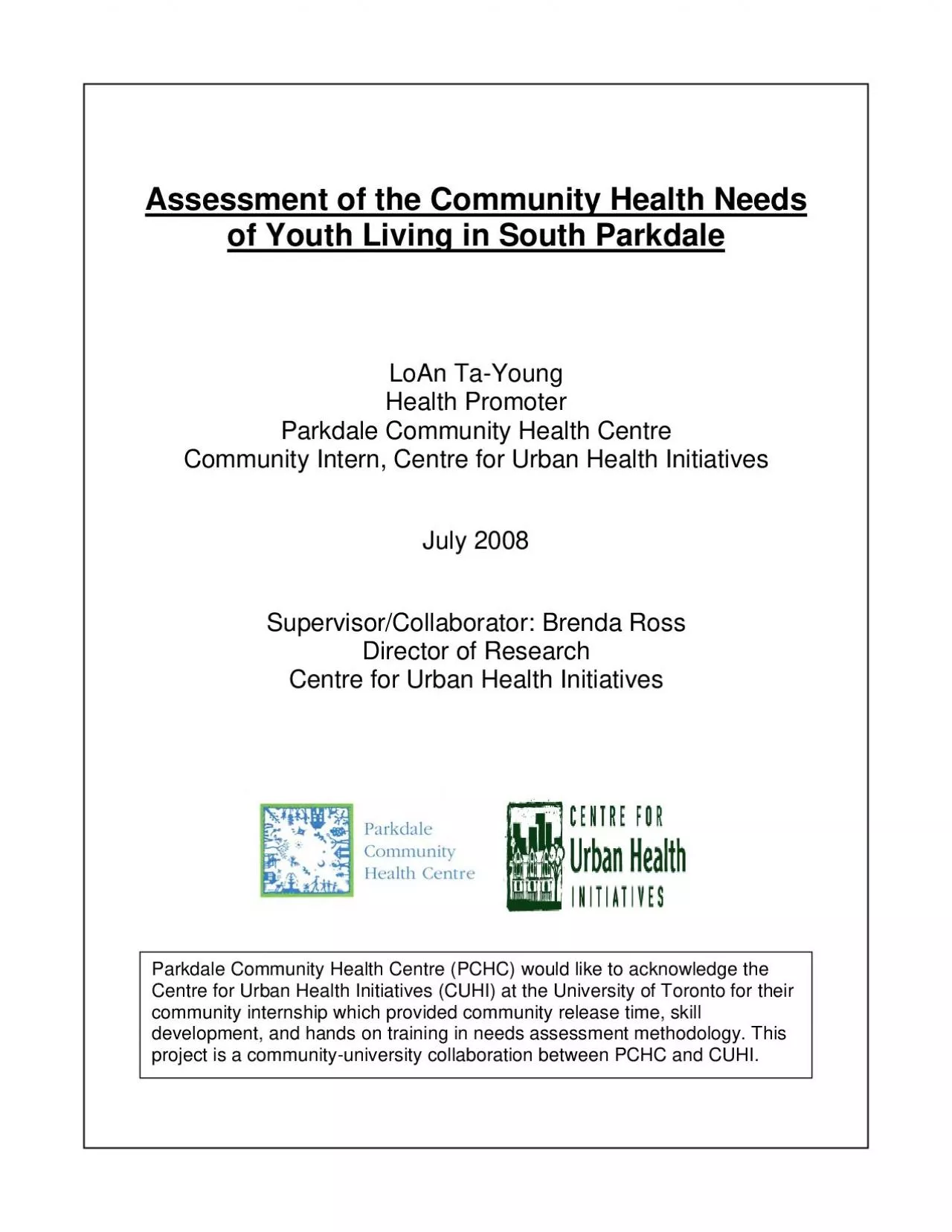 PDF-Assessment of the Community Health Needs