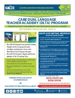The CABE DLTA Program draws upon the Guiding Principles for Dual Langu