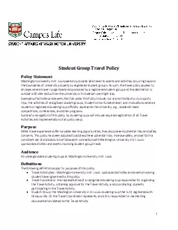 Student Group Travel Policy