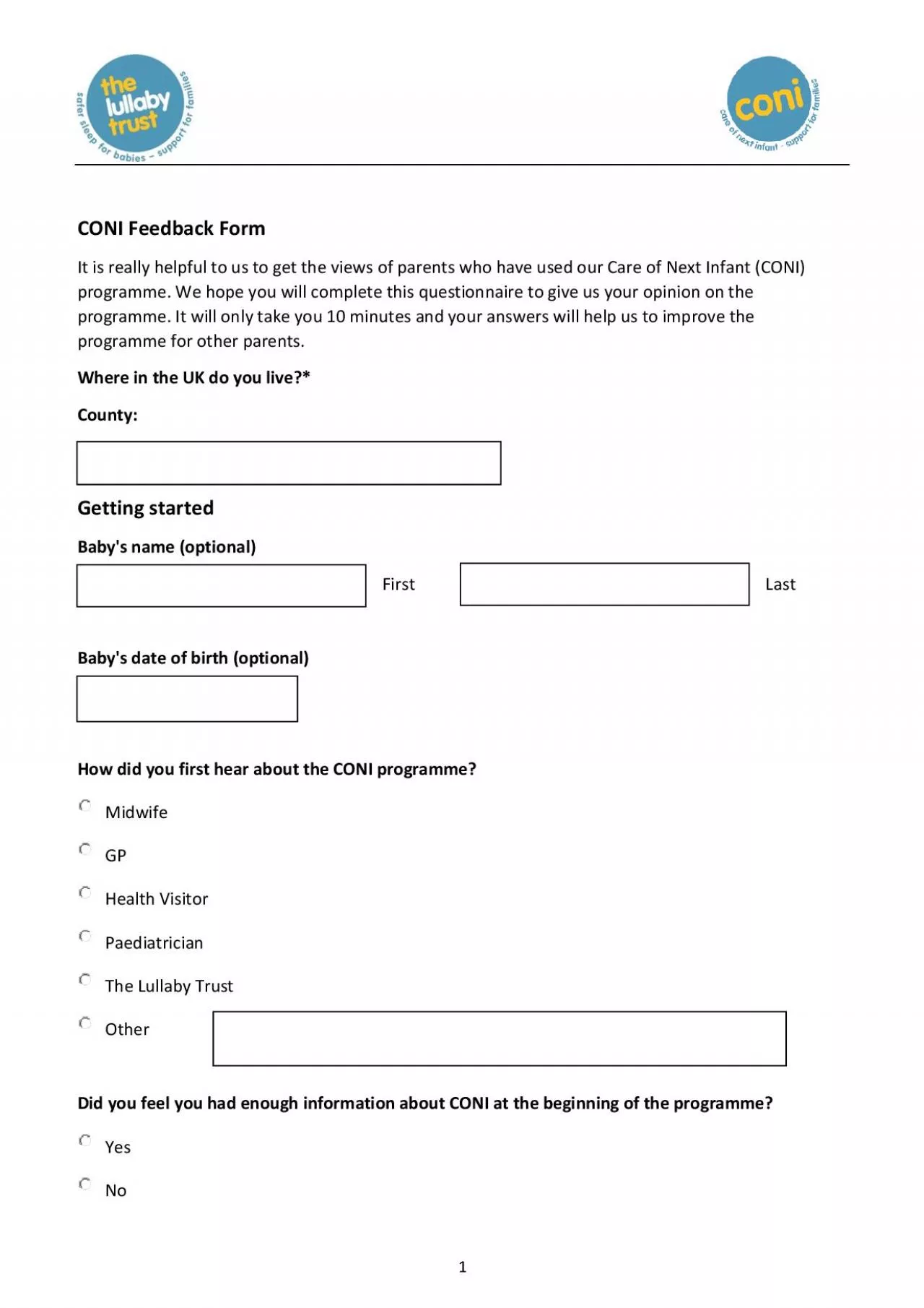 PDF-CONI Feedback Form