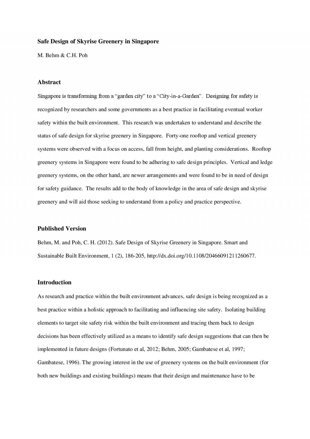 PDF-Safe Design of Skyrise Greenery in Singapore