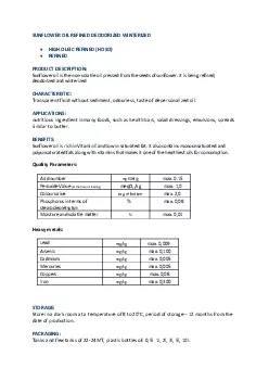 SUNFLOWER OIL REFINED DEODORIZED WINTERIZED