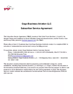 Gogo Business Aviation LLC Subscriber Service Agreement This Subscribe
