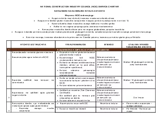 NATIONAL CONSTRUCTION INDUSTRY COUNCIL NCIC SERVICE CHARTER