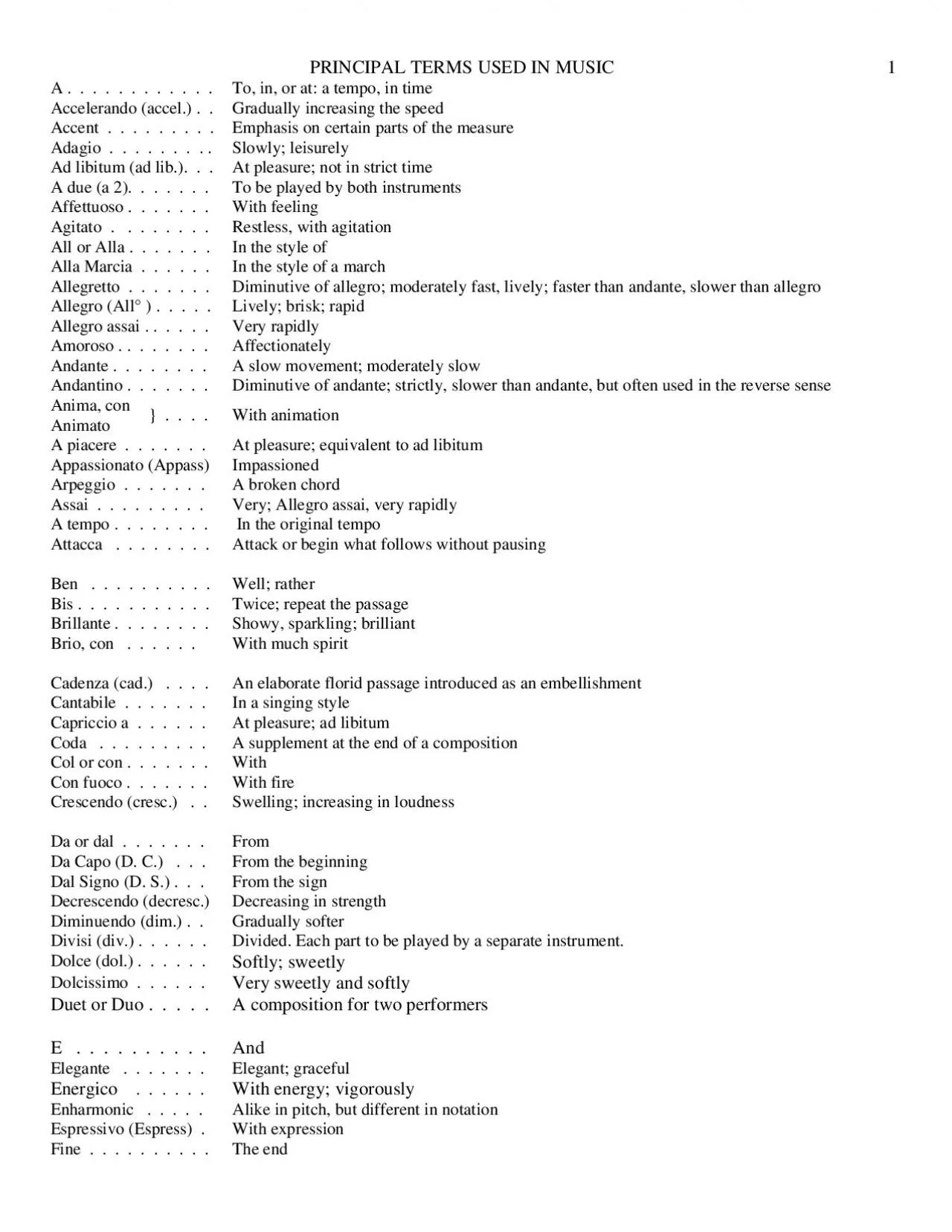 PDF-PRINCIPAL TERMS USED IN MUSIC A To in or at a t