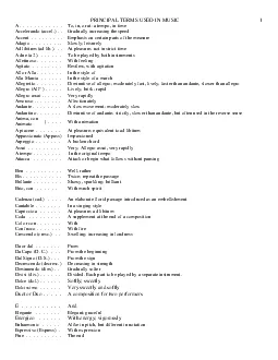 PRINCIPAL TERMS USED IN MUSIC A                        To in or at a t