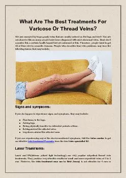 What Are The Best Treatments For Varicose Or Thread Veins?