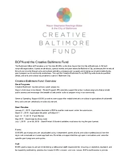 BOPA and the Creative Baltimore Fund