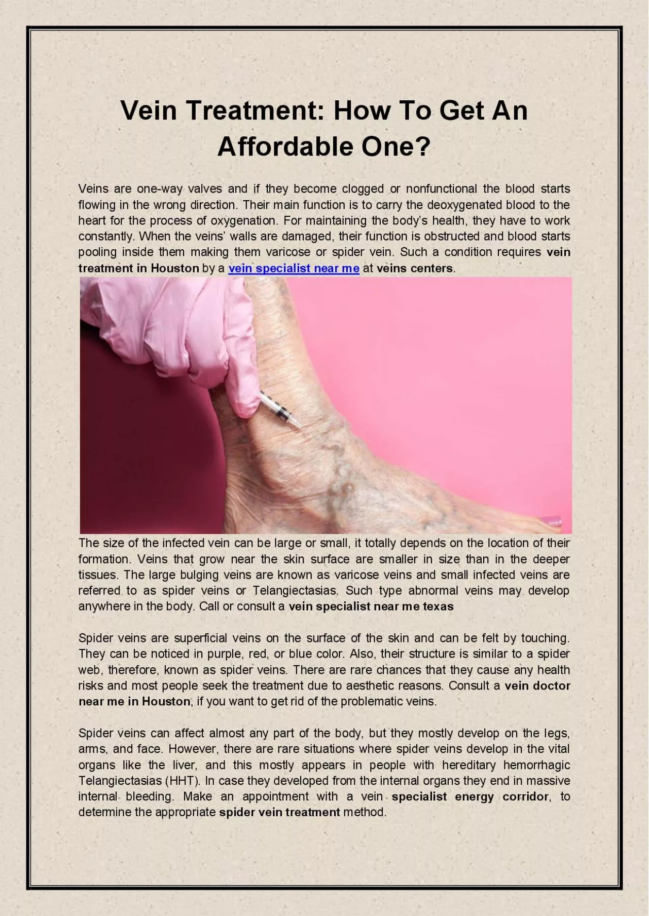 PDF-Vein Treatment: How To Get An Affordable One?