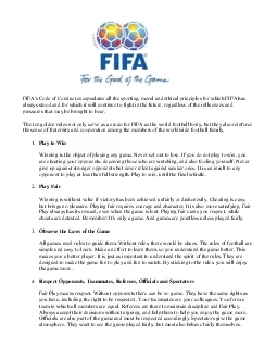 FIFAs Code of Conduct encapsulates all the sporting moral and ethical