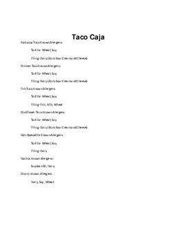 Barbacoa Taco Known Allergens