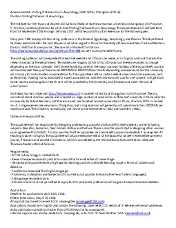 Announcement Visiting Professorship in Assyriology IHAC NENU Changchun