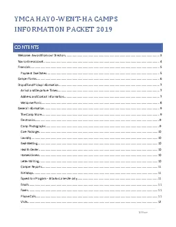 YMCA HAYOWENTHA CAMPS INFORMATION PACKET2019