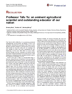 RECOLLECTIONProfessorTafuYuaneminentagriculturalscientistandoutstandin