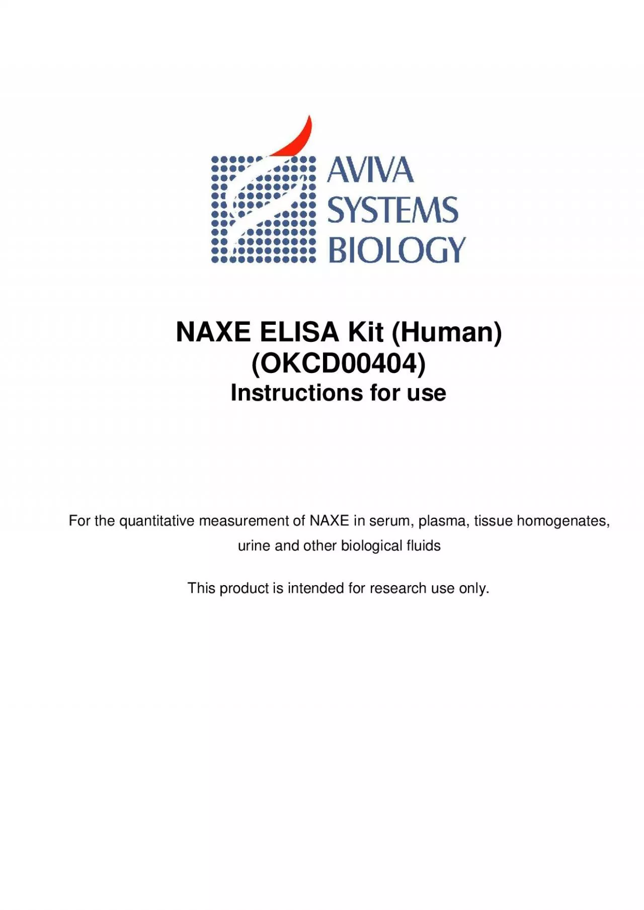 PDF-NAXE ELISA Kit Human OKCD00404 Instructions for use For the quantitati